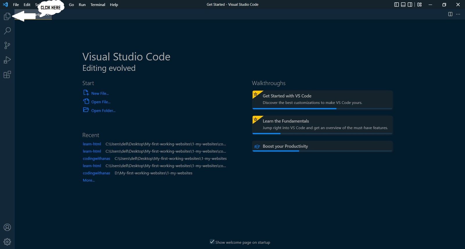 vs code explorer
